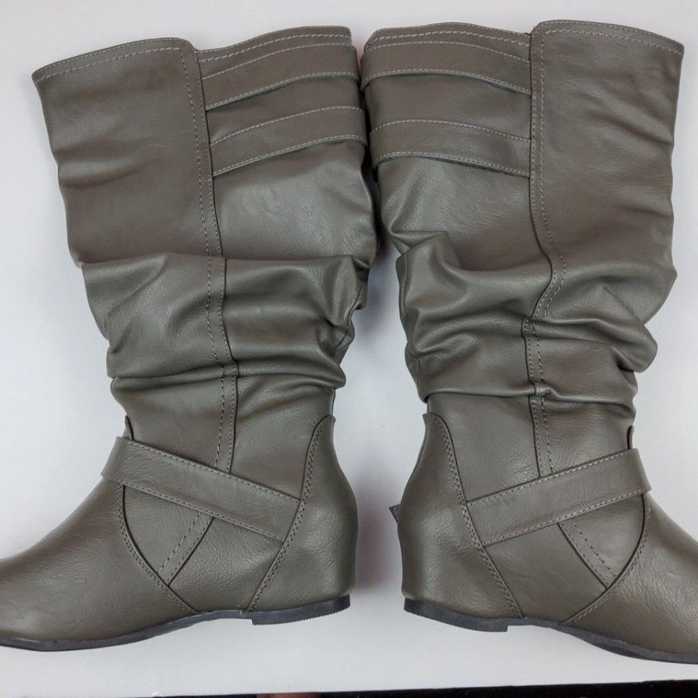 Journee Collection Womens Mid Calf Boot Grey 7M